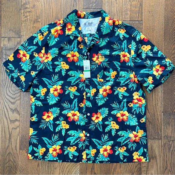 NWT Original Penguin Men’s Floral Graphic Shirt, size Large. Tropical button up. - Picture 1 of 14